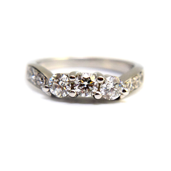 14k white gold diamond arc band