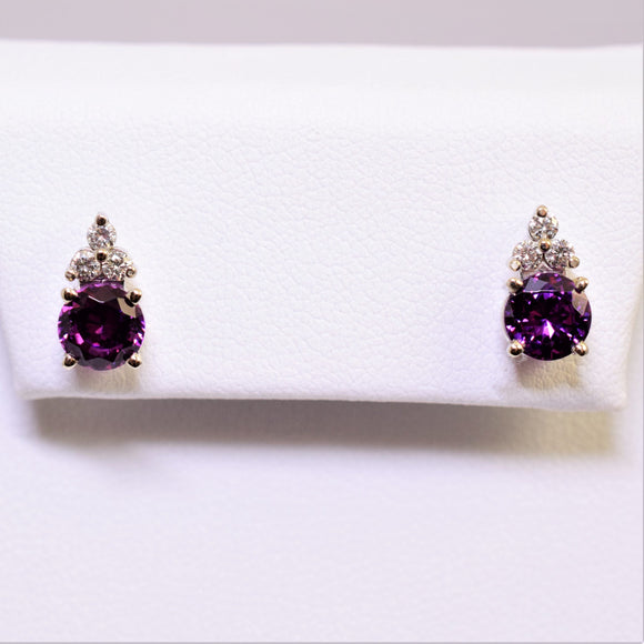 14k white gold garnet and diamond earrings