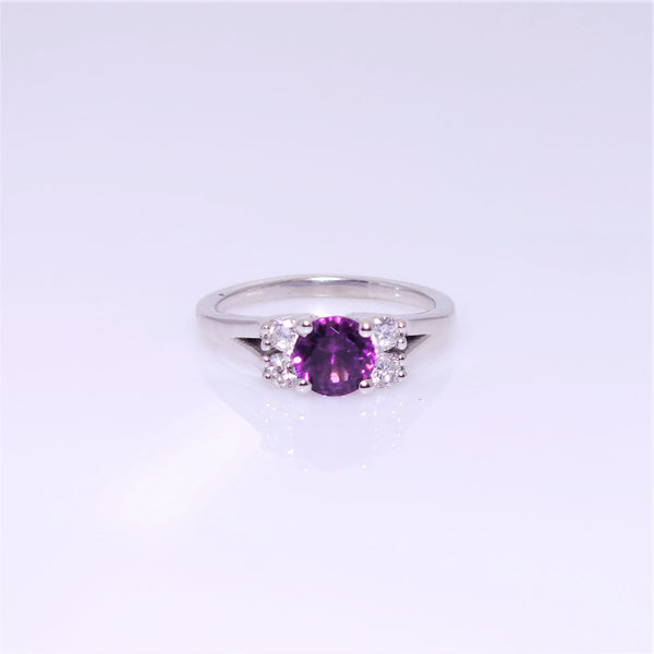 14k white gold garnet and diamond ring