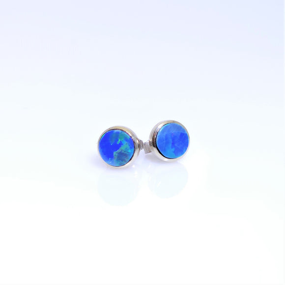 14k white gold opal doublet earrings