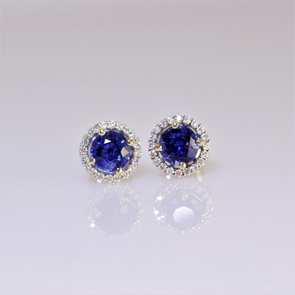 14k white gold sapphire and diamond earrings