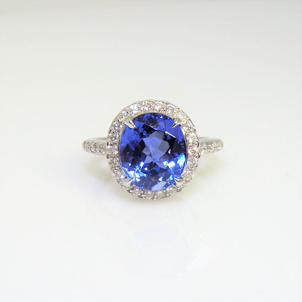 14k white gold tanzanite and diamond ring V1