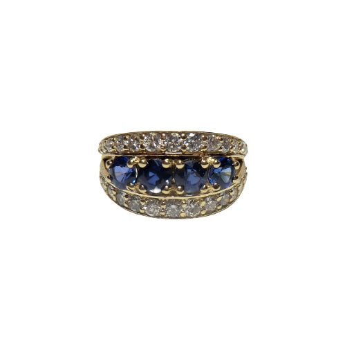14k yellow gold custom sapphire and diamond ring