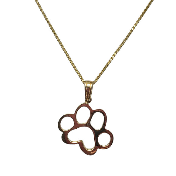 14k yellow gold dog paw pendant