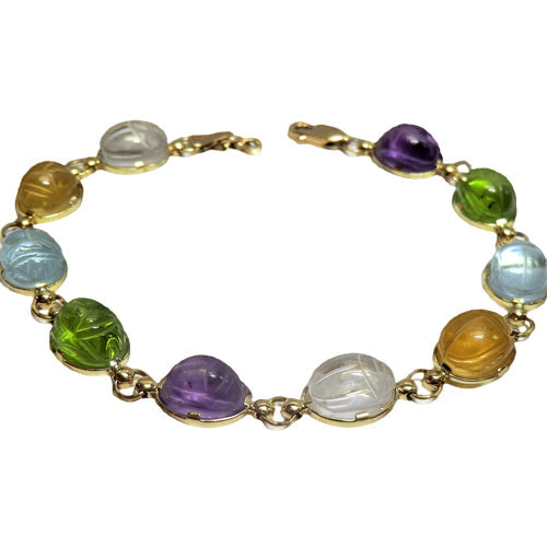 14k yellow gold multi-color gemstone bracelet