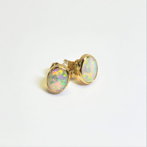 14k yellow gold opal earrings