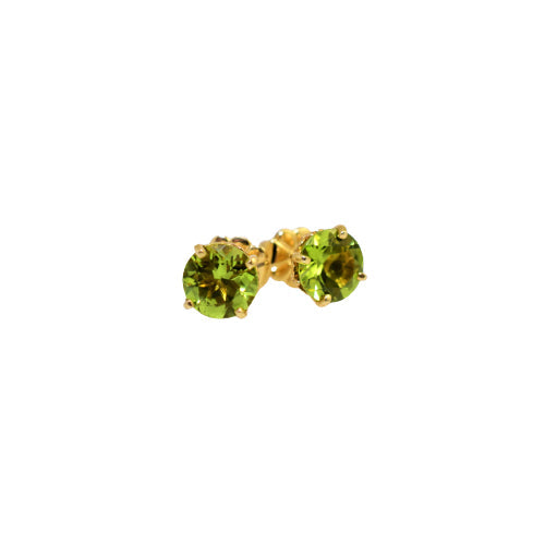 14k yellow gold peridot stud earrings