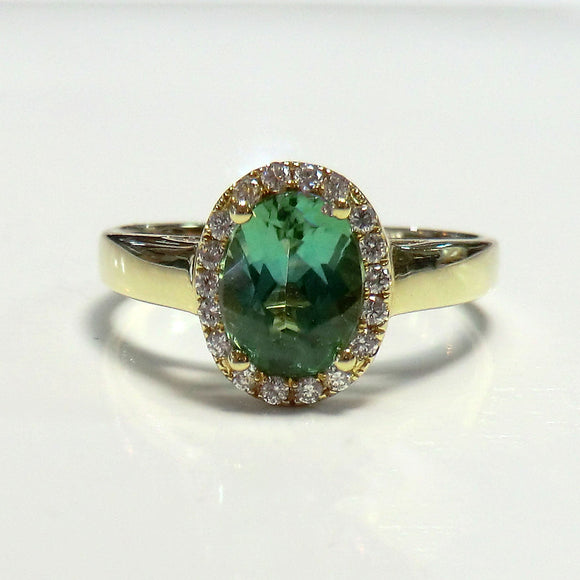 18k yellow green tourmaline and diamond ring