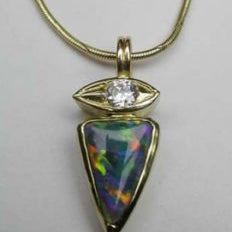 Black Opal & Diamond Pendant