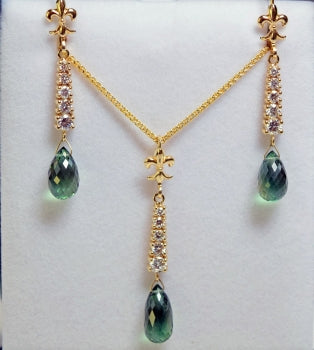 Briolette Tourmaline Pendant &amp; Earring Suite