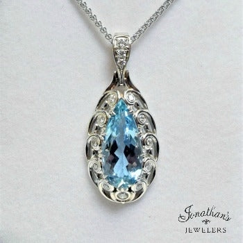 Custom Wave Aquamarine Pendant