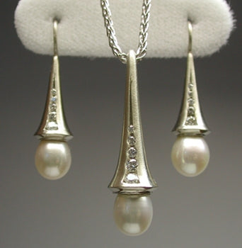 Diamond and Pearl Earrings
