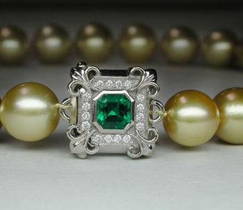 Emerald & Diamond Pearl Clasp