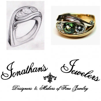 Green Sapphire & Diamond Ring