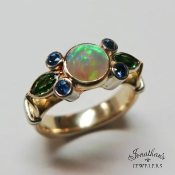 Opal & Garnet Ring