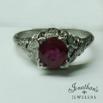 Platinum Vintage Ruby Ring