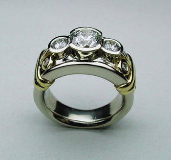 Semi-Bezel Set Three Stone Ring