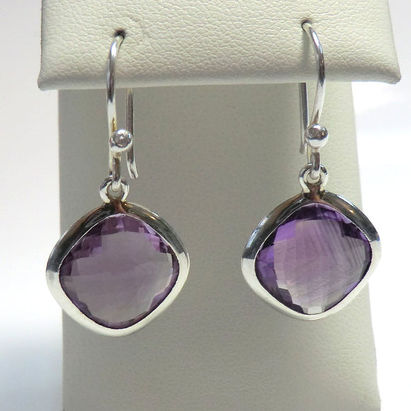 Sterling silver dangle earrings with amethyst