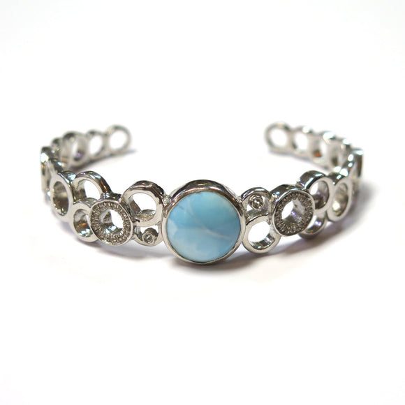 Sterling silver larimar and white topaz bracelet