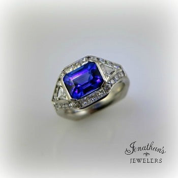 Tanzanite Art Deco Design Ring