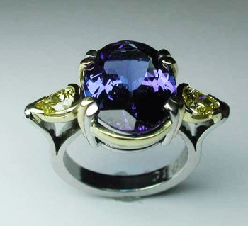 Tanzanite Ring with Yellow Diamonds