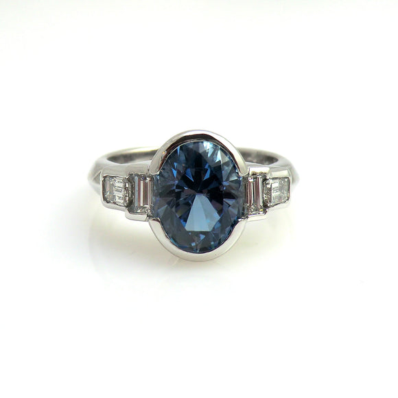 custom platinum aquamarine and diamond band