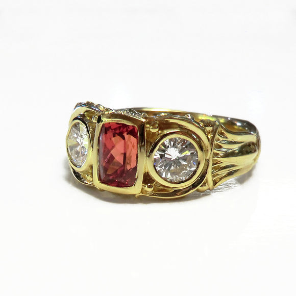 orange sapphire and diamond ring