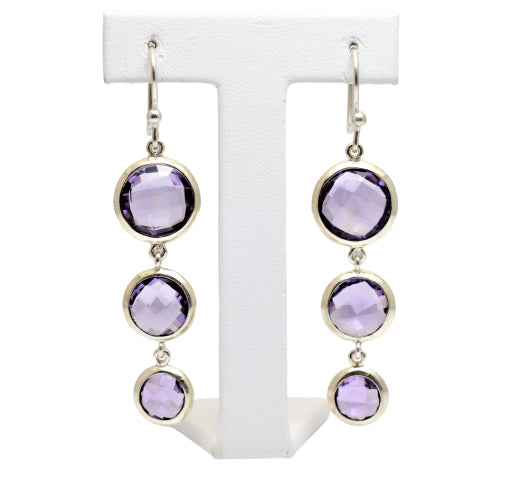 sterling silver amethyst dangle earrings
