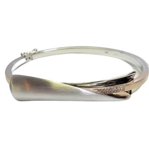 sterling silver two-tone bracelet with white sapphires