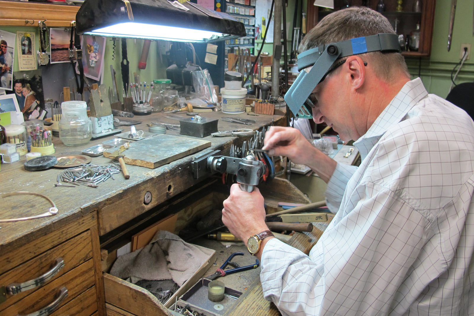 Photo of Jonathan working at jewelry bench
