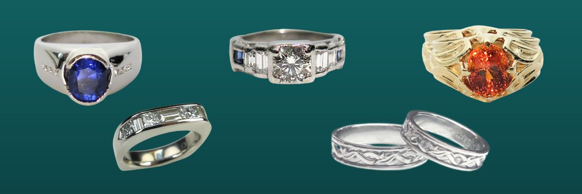 Photo collage of gentlemen's rings
