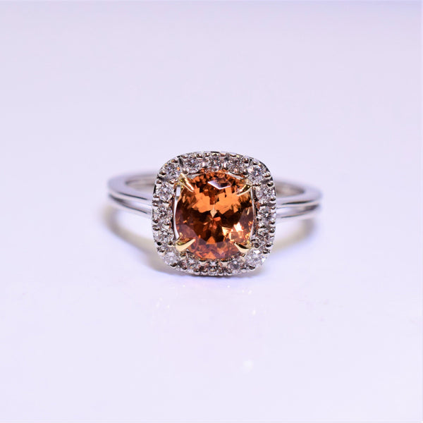 14k two-tone imperial topaz and diamond ring
