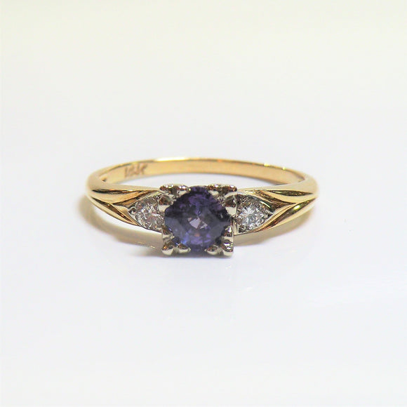 14k two-tone sapphire and diamond ring V2