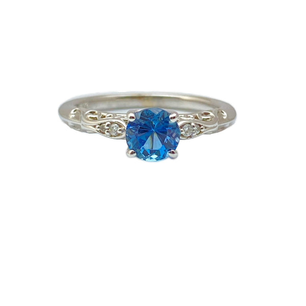 14k white gold aquamarine and diamond ring V3