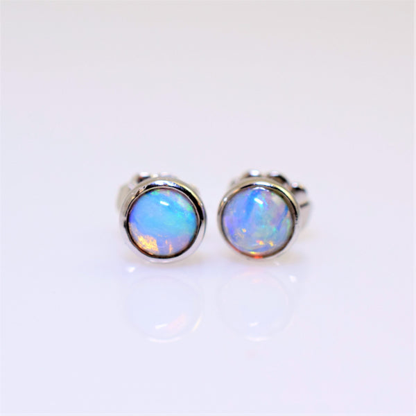 14k white gold opal earrings