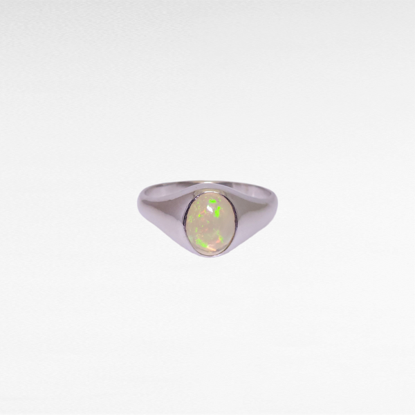 14k white gold opal ring