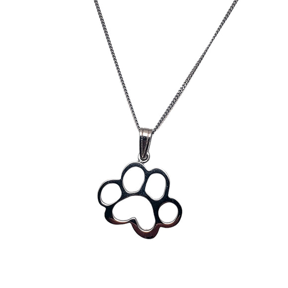 14k white gold paw pendant