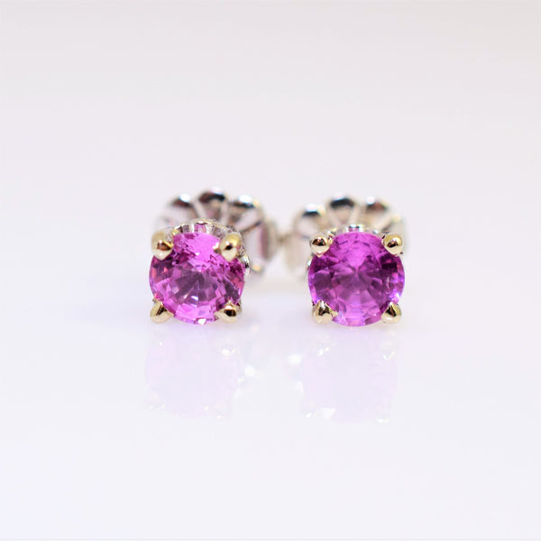 14k white gold pink sapphire earrings