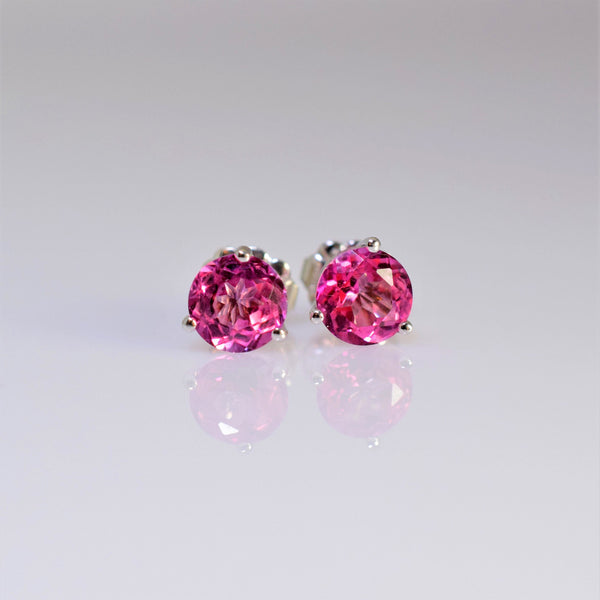 14k white gold pink tourmaline earrings