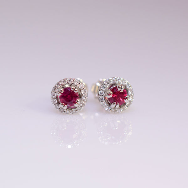 14k white gold ruby and diamond earrings V2