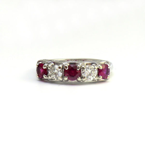 14k white gold ruby and diamond ring V1