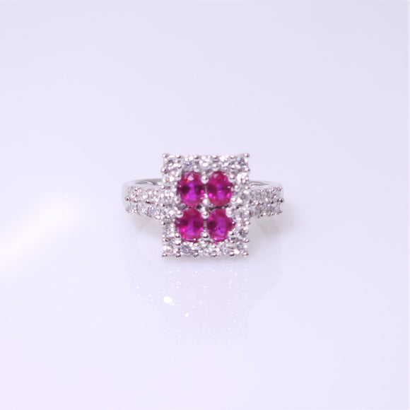 14k white gold ruby and diamond ring V5