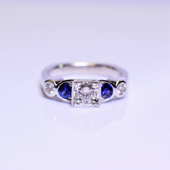 14k white gold sapphire and diamond ring V3
