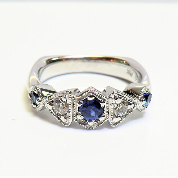 14k white gold sapphire and diamond ring V7