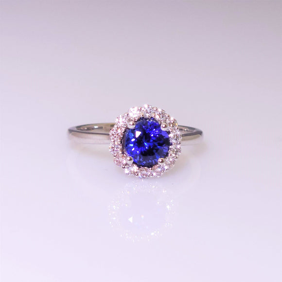 14k white gold tanzanite and diamond ring V2