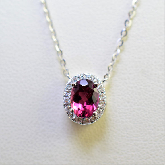 14k white gold tourmaline and diamond pendant