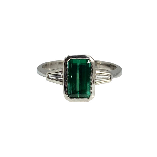 14k white gold tourmaline and diamond ring V1