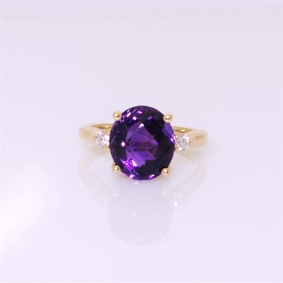 14k yellow gold amethyst and diamond ring V2