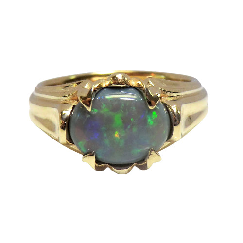 14k yellow gold custom opal ring V1