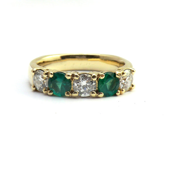14k yellow gold emerald and diamond ring V1